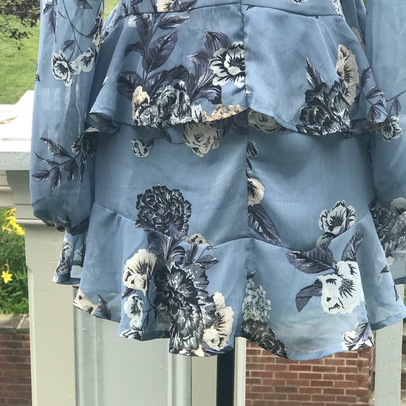🎉HP🎉 love, FIRE Floral Wrap Ruffle Dress Blue Sm - Picture 4 of 6